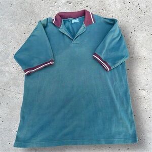 green and brown polo shirt